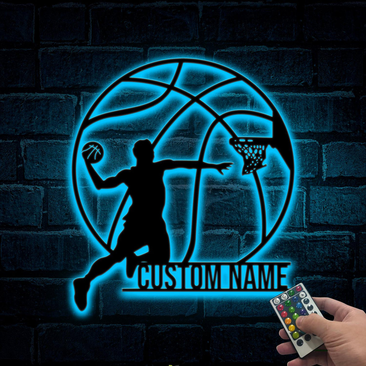 Custom Man Basketball Metal Wall Art LED Basketball Sign Personalized Basketball Player Sign Home Decor Kid Nursery Decor Birthday Gift
