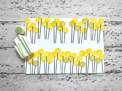 Yellow Billy Ball Rubber Stamp Set | Hand Carved Stamps | Botanical Design