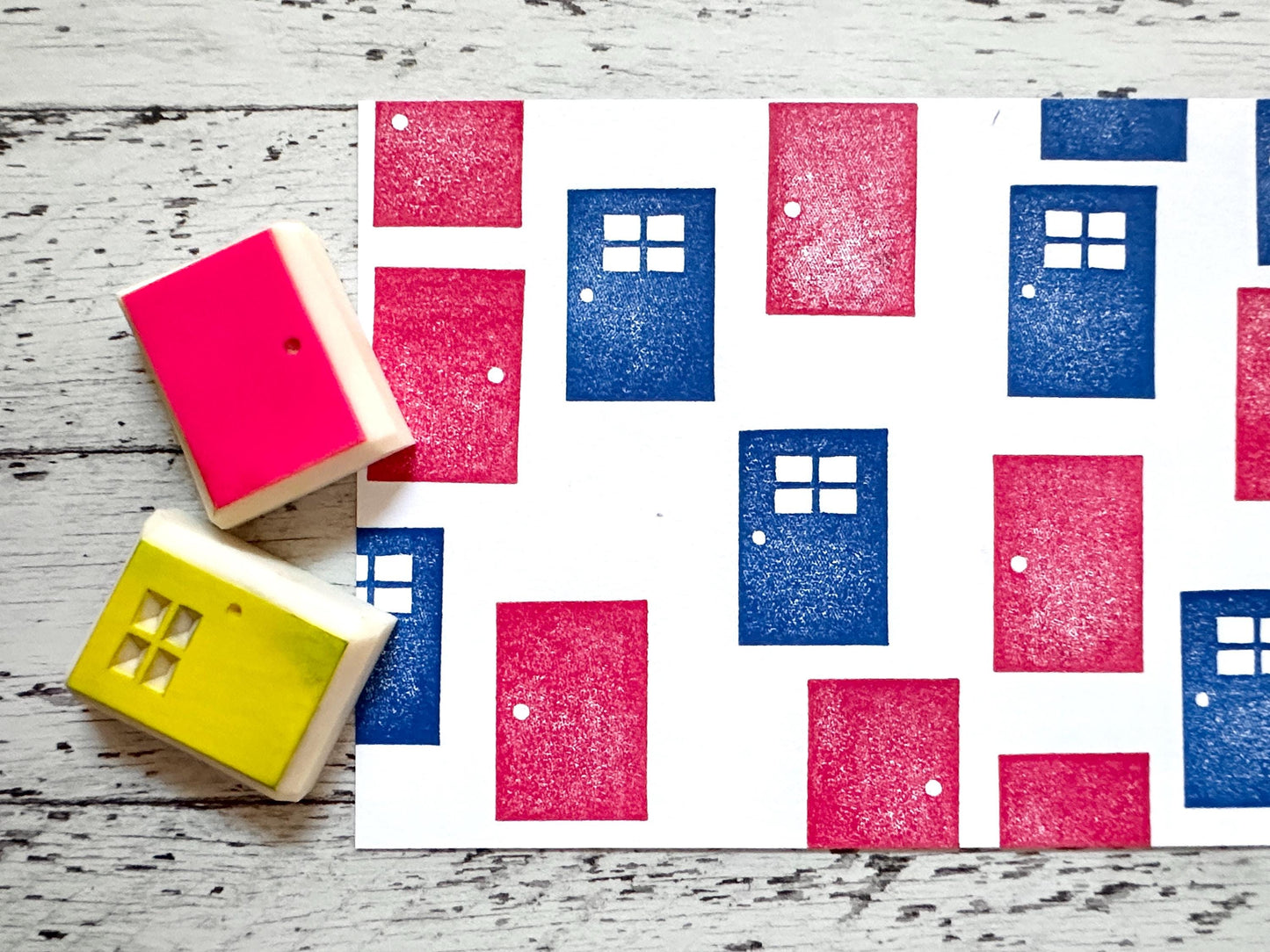 Door Rubber Stamp Set | Hand Carved Stamp | Journaling & Card Making