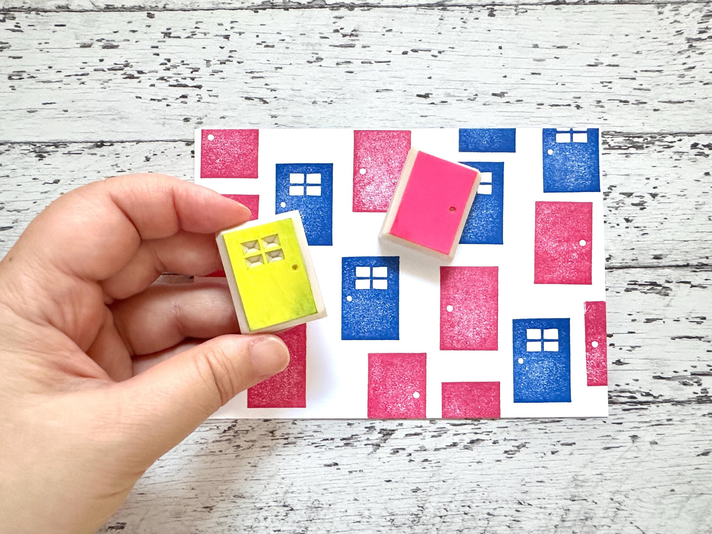 Door Rubber Stamp Set | Hand Carved Stamp | Journaling & Card Making