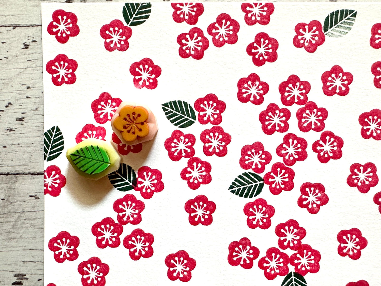 Ume Plum Blossom Rubber Stamp Set | Hand Carved Stamps | Spring Inspired Design
