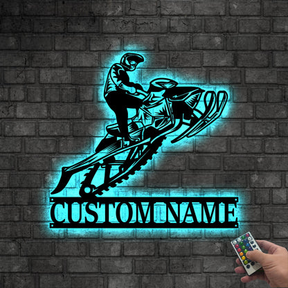 Custom Snowmobile Metal Wall Art LED Lights , Personalized Ski-Doo Name Sign Home Decoration, Snowmobile Sign, Birthday Gift Xmas Gifts