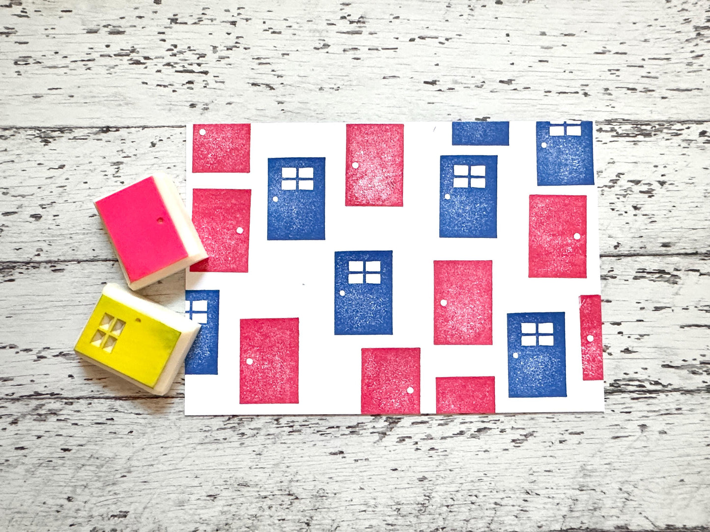 Door Rubber Stamp Set | Hand Carved Stamp | Journaling & Card Making