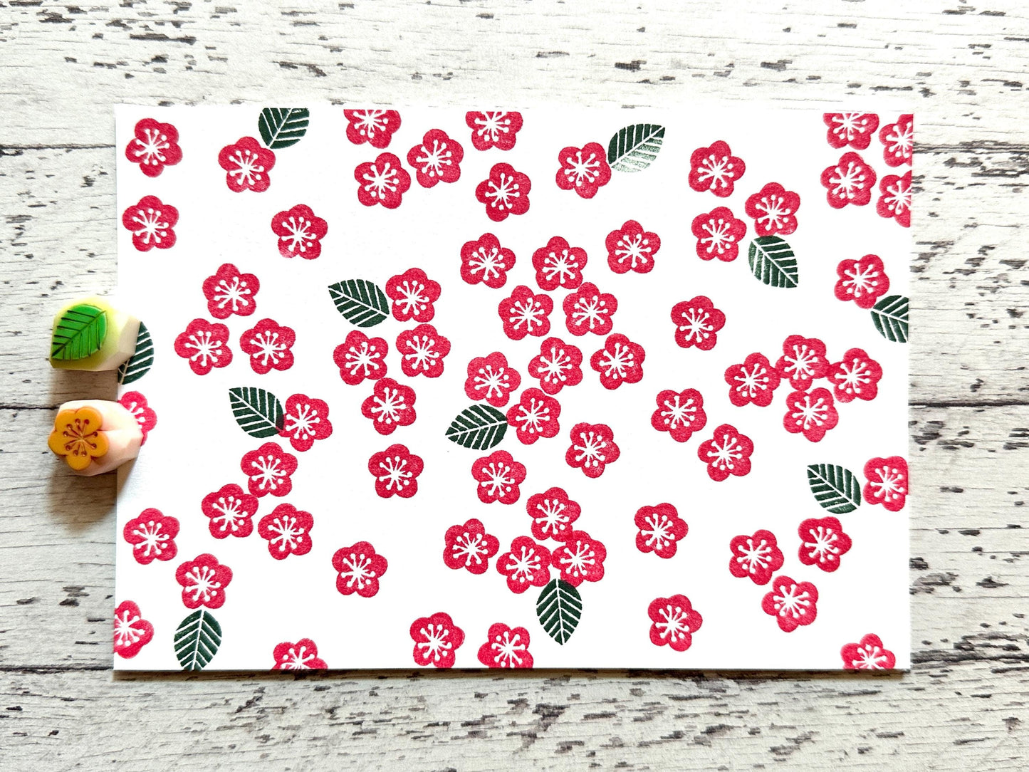Ume Plum Blossom Rubber Stamp Set | Hand Carved Stamps | Spring Inspired Design