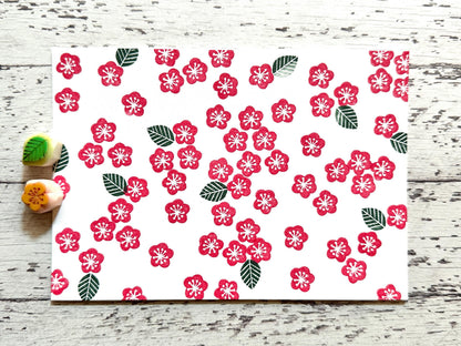 Ume Plum Blossom Rubber Stamp Set | Hand Carved Stamps | Spring Inspired Design