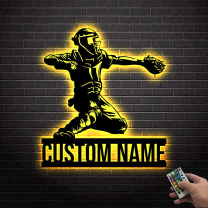 Personalized Baseball Metal wall art led light, Metal Baseball Wall Decor, Baseball Player Gift Custom Baseball Player Name Sign,Home Decor