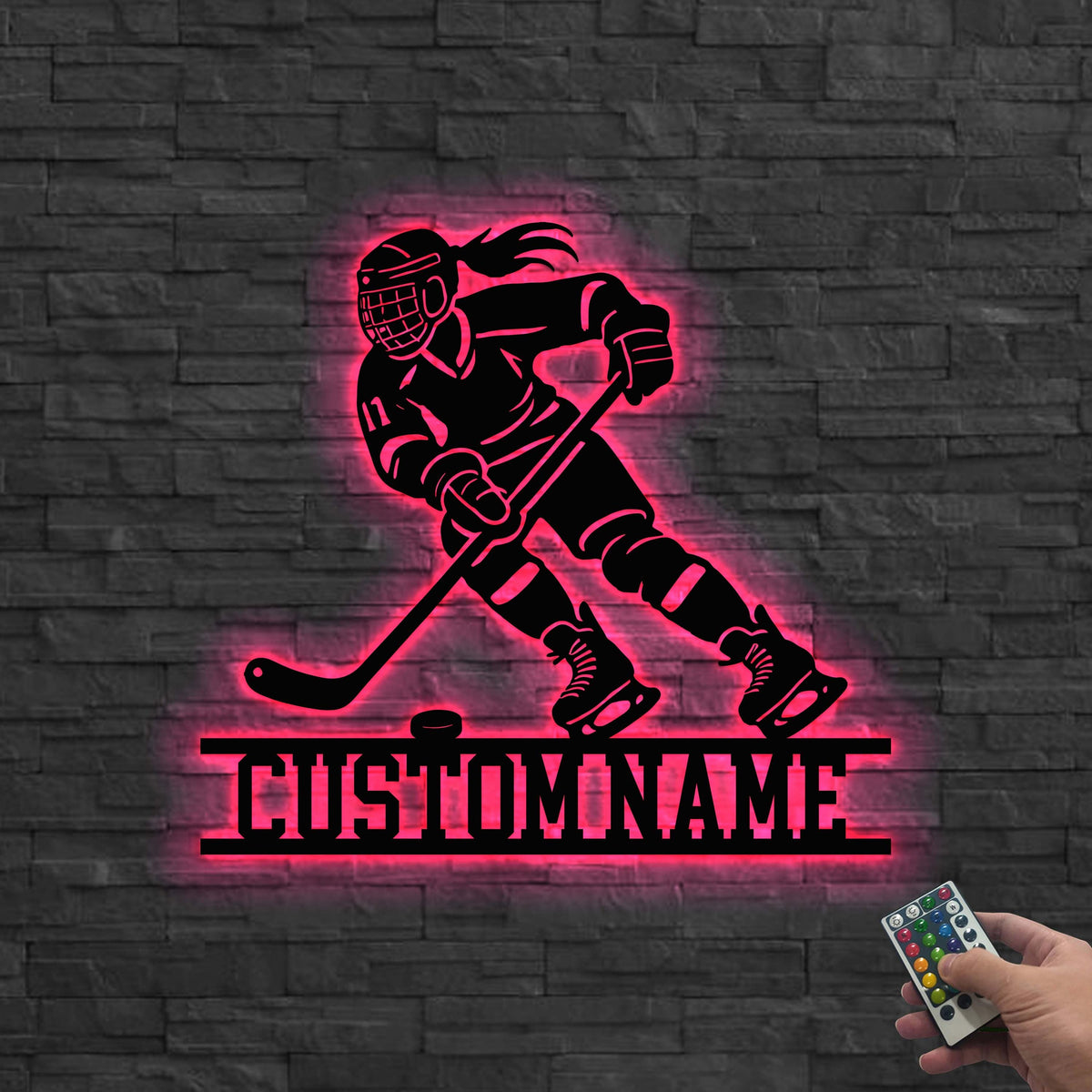Personalized Hockey Metal Wall Art LED Light,Hockey Metal Sign,Hockey Stick Metal Wall Art,Hockey Player Name Sign, Hockey Sign Gift for her