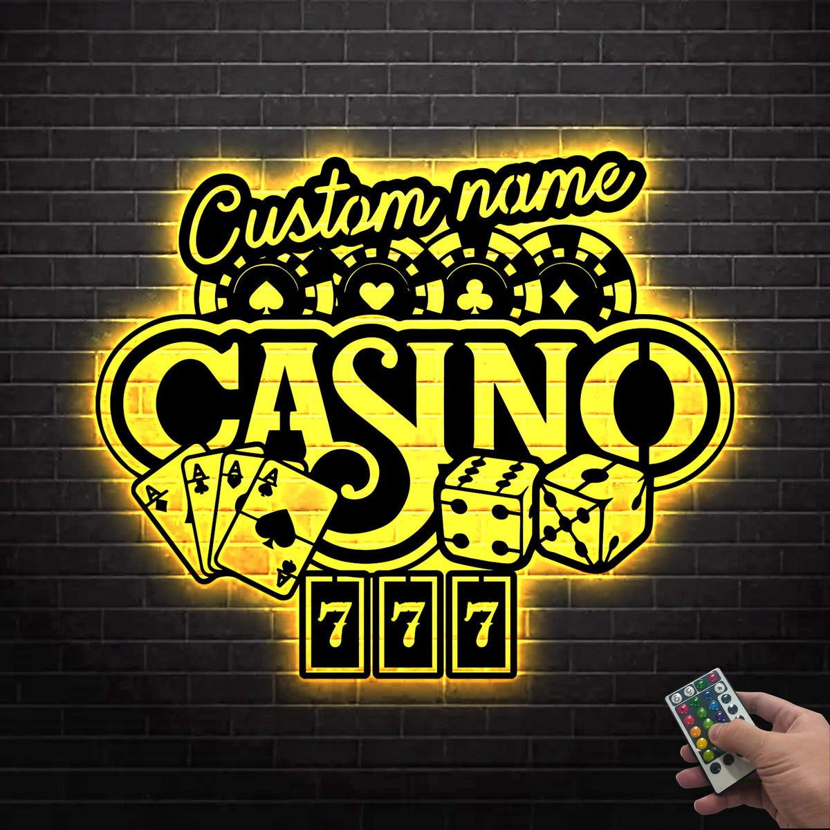 Customized Poker Cards Metal Sign Led light, Poker Card Casino Dice Metal Wall Art,Dice Casino Decor,Gift for Dad,Birthday Gift,Gift for him