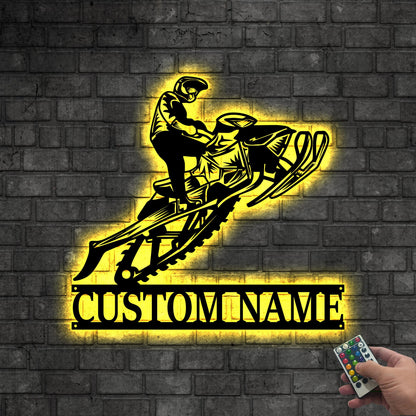 Custom Snowmobile Metal Wall Art LED Lights , Personalized Ski-Doo Name Sign Home Decoration, Snowmobile Sign, Birthday Gift Xmas Gifts