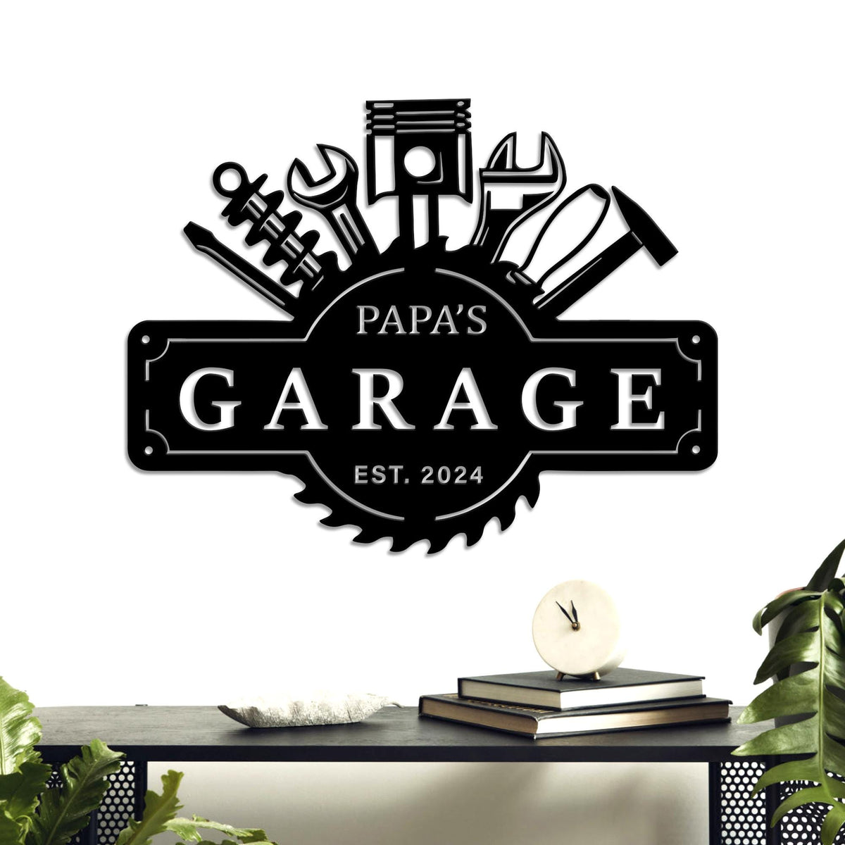 Personalized Garage Metal Wall Decor Led lights, Papas Work Shop Metal Sign Garage Sign, Birthday Gift for Dad Christmas Gift Garage Decor