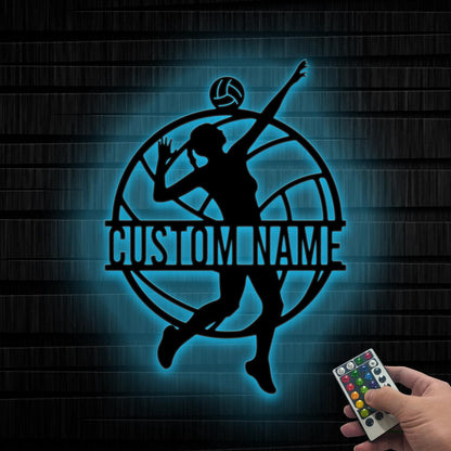 Personalized Volleyball Metal Wall Art LED Lights,Custom Volleyball Player Name Sign,Home Decor,Game Room Decor,Volleyball Sign Gift for her