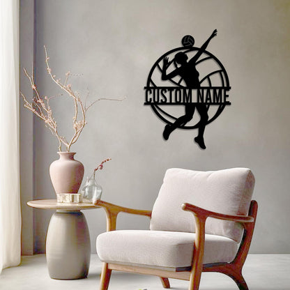 Personalized Volleyball Metal Wall Art LED Lights,Custom Volleyball Player Name Sign,Home Decor,Game Room Decor,Volleyball Sign Gift for her