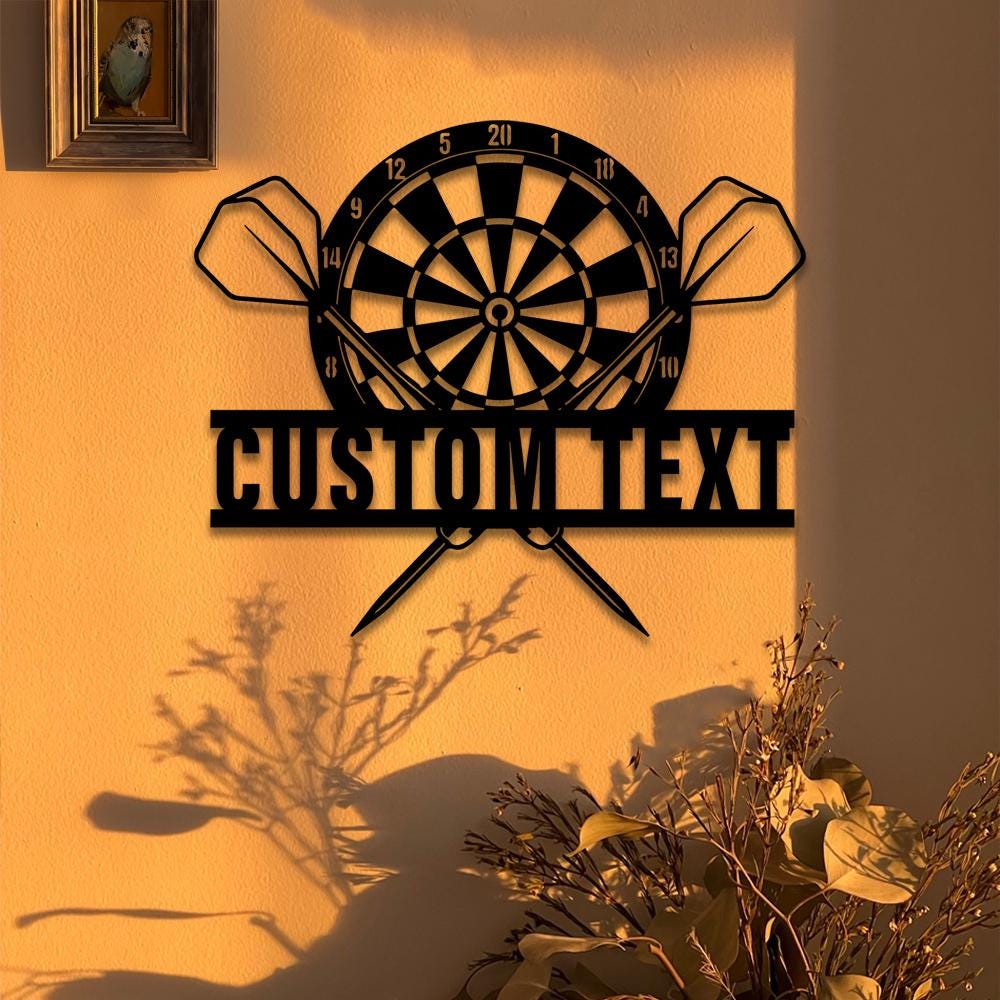 Custom Dartboard Metal Wall Art LED Light Personalized Dart Gamer Name Sign Home Decor Game Zone Decor Kids Nursery Decor Birthday Gift