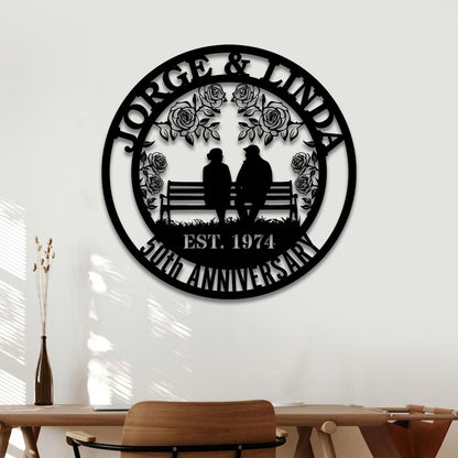 Metal Anniversary Sign, Personalized 25th Wedding Anniversary, Gift For Couple, Gift For Parents, Gift for grandma, 50th Wedding Anniversary