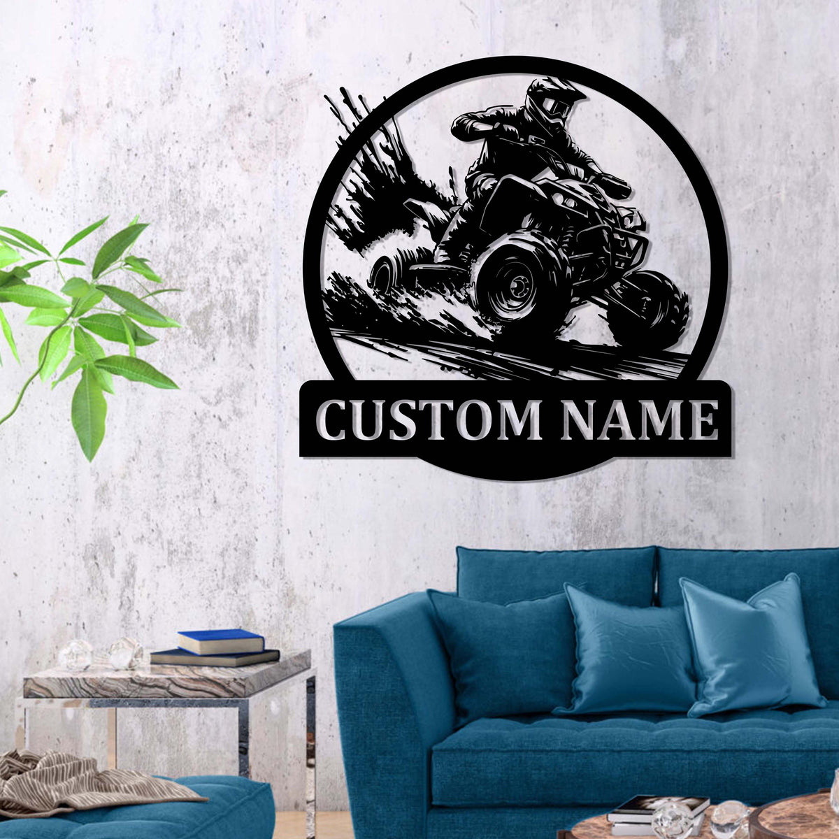 Custom ATV Rider Metal Wall Art LED Light, Personalized Quad Biker Name Sign Decoration For Room, Quad Bike Metal Sign Home Decor, Xmas Gift