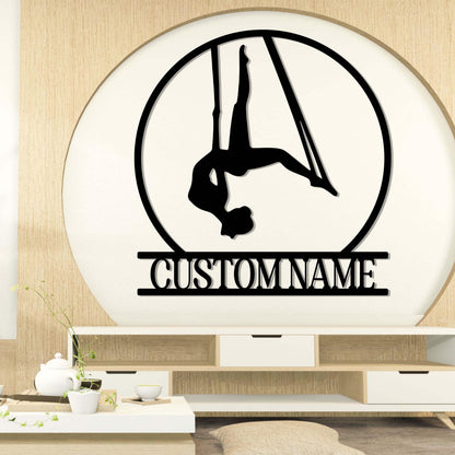 Custom Yoga Metal Sign,Aerial Yoga Metal Wall Art,Personalized Yoga Room Name Sign ,Yoga Studio Decor,Dance Room Decor,Yoga lover Gifts