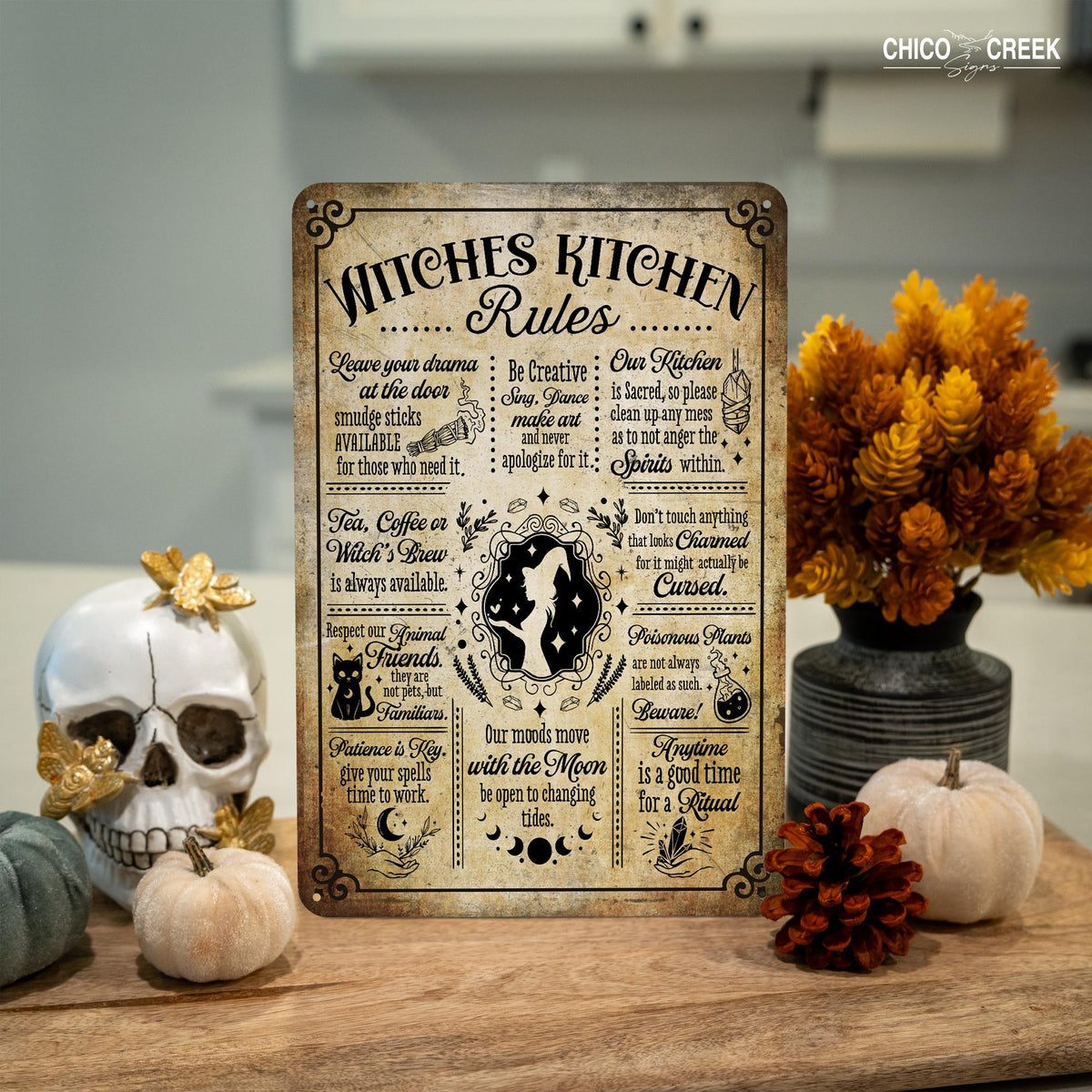 Witches Kitchen Metal Sign, Spell book, Witch Sign, Halloween Signs, Halloween Decor, Spooky Season, Halloween Gifts, Halloween Home Decor