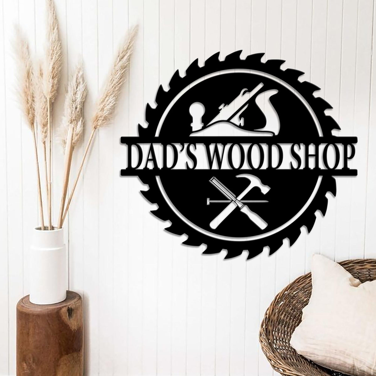 Customized Wood Saw Blade Metal Wall Art Led Light, Personalized Woodworker Name Sign Carpenter Sign, Woodshop Decor Workshop Sign Xmas Gift