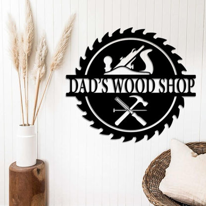 Customized Wood Saw Blade Metal Wall Art Led Light, Personalized Woodworker Name Sign Carpenter Sign, Woodshop Decor Workshop Sign Xmas Gift