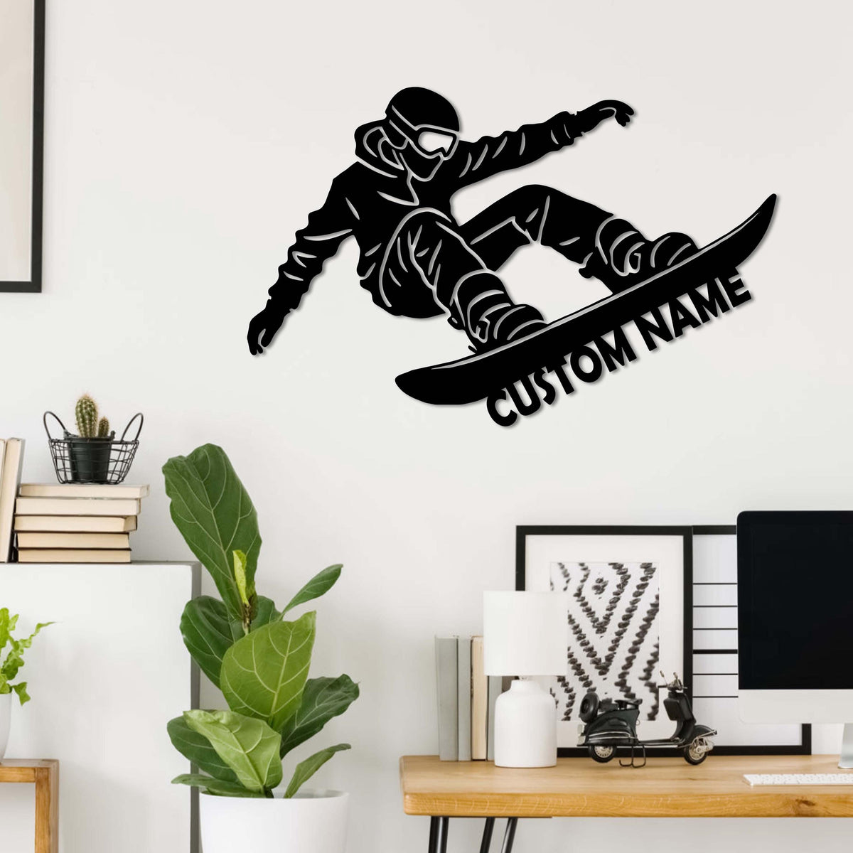 Custom Snowboarding Metal Wall Art LED Lights Personalized Snowboard Name Sign Home Decor Snowboarder Mountain Winter Sport Xmas Gift
