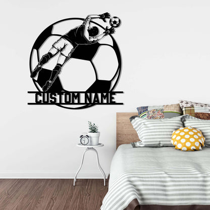 Custom Soccer Sign, Soccer Goalie Metal Wall Art LED Light,Soccer Player Gift, Gift For him, Custom Kid Name, Game Room Decor, Football Sign