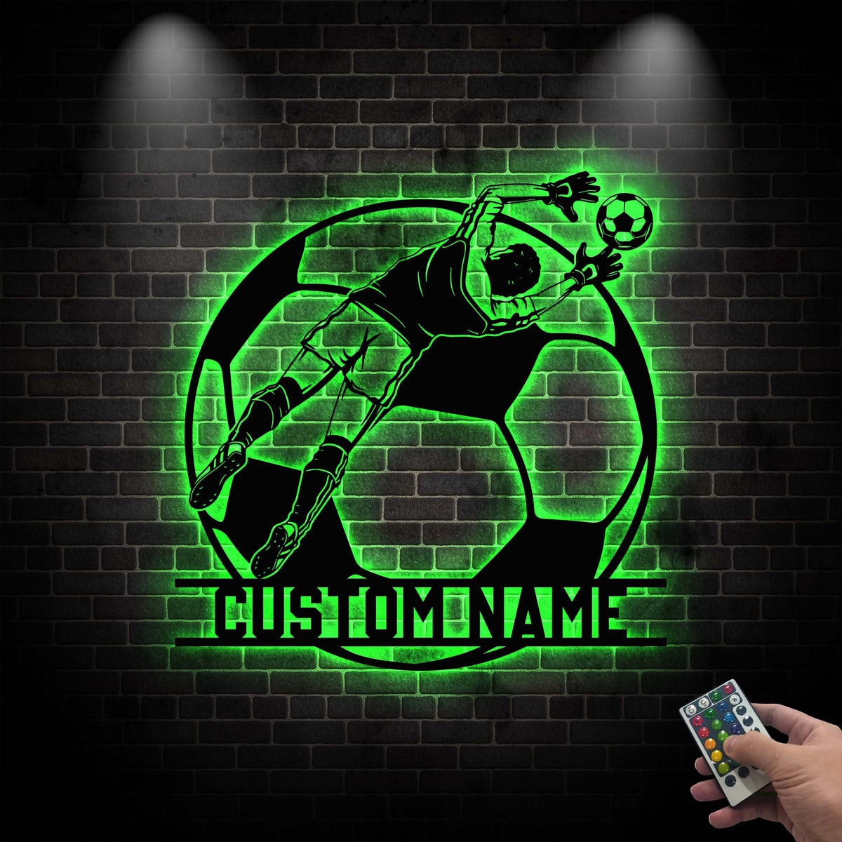 Custom Soccer Sign, Soccer Goalie Metal Wall Art LED Light,Soccer Player Gift, Gift For him, Custom Kid Name, Game Room Decor, Football Sign