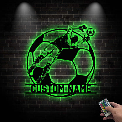 Custom Soccer Sign, Soccer Goalie Metal Wall Art LED Light,Soccer Player Gift, Gift For him, Custom Kid Name, Game Room Decor, Football Sign