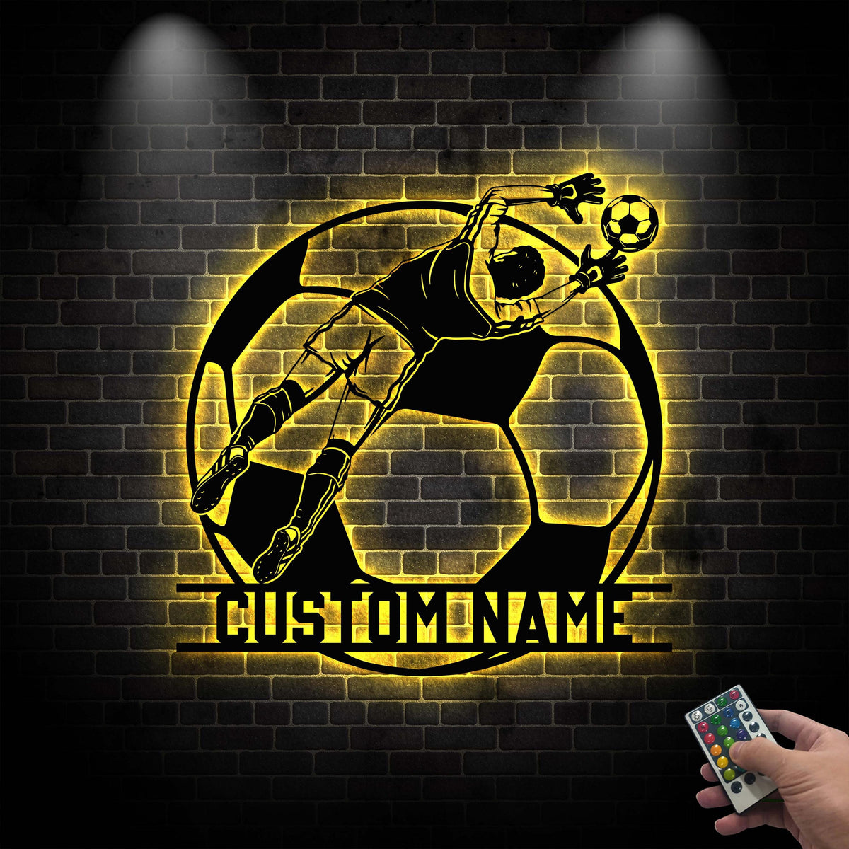 Custom Soccer Sign, Soccer Goalie Metal Wall Art LED Light,Soccer Player Gift, Gift For him, Custom Kid Name, Game Room Decor, Football Sign