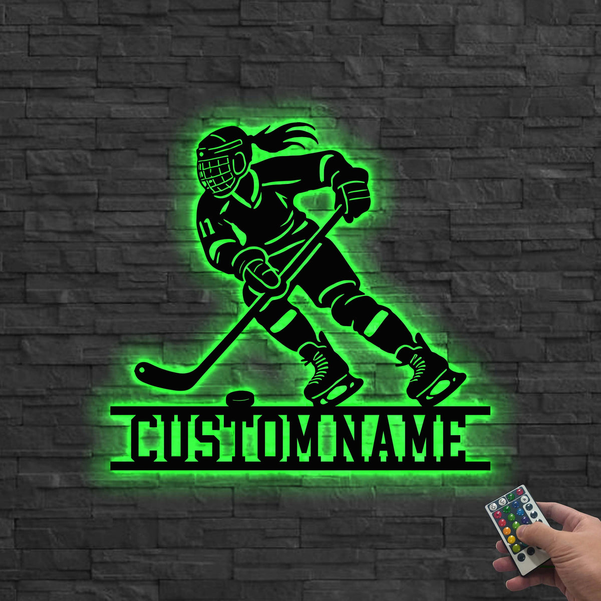 Personalized Hockey Metal Wall Art LED Light,Hockey Metal Sign,Hockey Stick Metal Wall Art,Hockey Player Name Sign, Hockey Sign Gift for her