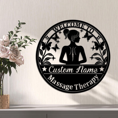 Custom Massage Therapist Metal Wall Art with LED Lights,Personalized Therapist Spa Name Sign,Home Decor Massage Therapy Decoration Home Gift