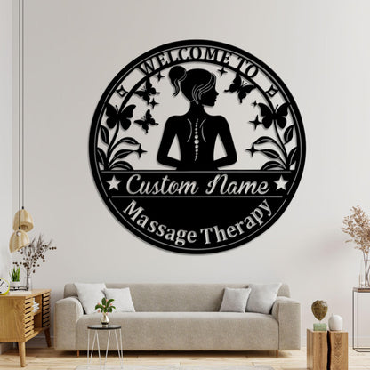 Custom Massage Therapist Metal Wall Art with LED Lights,Personalized Therapist Spa Name Sign,Home Decor Massage Therapy Decoration Home Gift