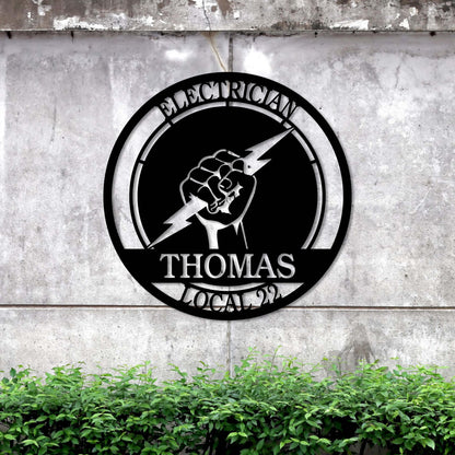 Personalized Lineman Metal Wall Art LED Lights Custom Electrical Engineer Name Sign Home Decor Electrician Worker Decoration Christmas Gift