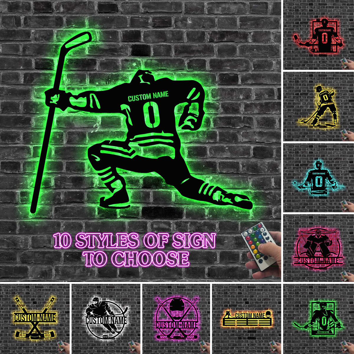 Custom Ice Hockey Metal Wall Art LED Light Personalized Metal Hockey Sign Home Decor Kid Nursery Decor Christmas Gift Hockey Player Gift