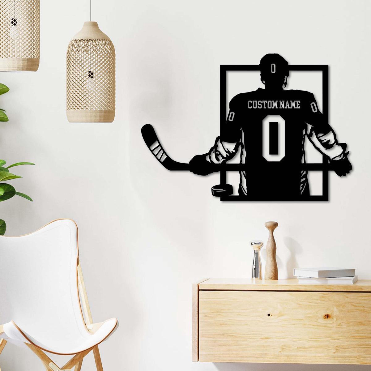 Custom Ice Hockey Metal Wall Art LED Light Personalized Metal Hockey Sign Home Decor Kid Nursery Decor Christmas Gift Hockey Player Gift