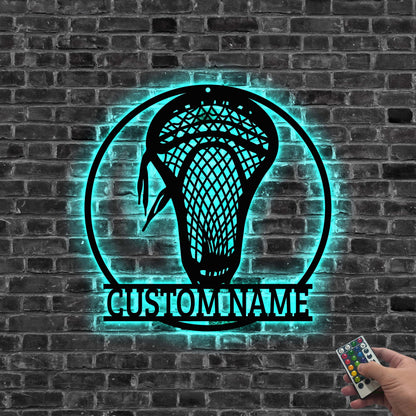 Custom Lacrosse Metal Sign LED Light,Lacrosse Metal Wall Art Personalized Lacrosse Player Name Sign,Lacrosse Home Decor Lacrosse Player Gift