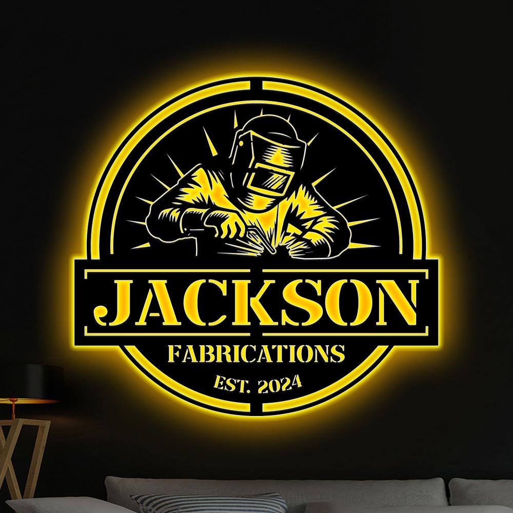 Custom Welder Metal Sign LED Lights, Personalized Welder Name Sign Decoration For Room, Welder Metal LED Decor, Welder Gift Christmas Gift