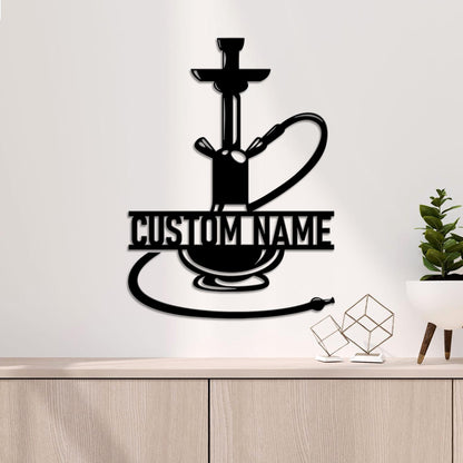 Custom Shisha Hookah Metal Wall Art LED Light Personalized Smoke Shop Name Sign Home Decor Hookah Shop Decor Smoker Birthday Christmas Gift