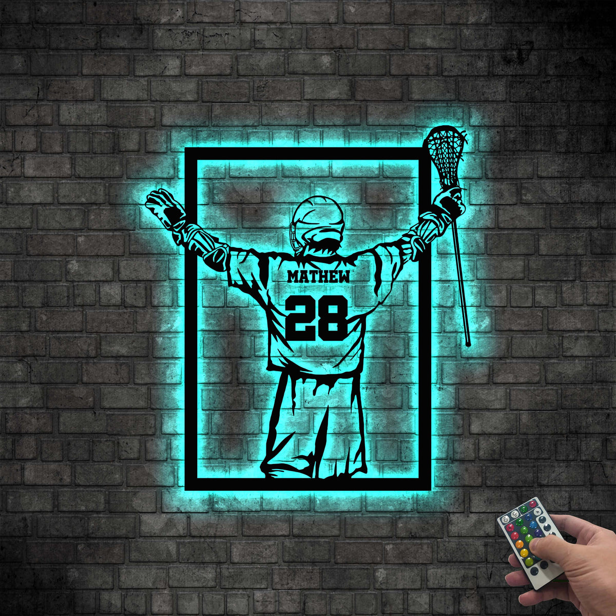 Custom Lacrosse Player Metal Wall Art LED Light,Lacrosse Player Name and Number Sign,Birthday Gift for Lacrosse Players,Home Decor Xmas Gift