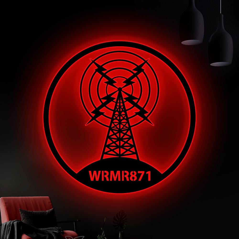 Custom Ham Radio Metal Wall Art LED Light Personalized Amateur Radio Name Sign Home Decor Radio Operator Decor Amateur Call Birthday Gift
