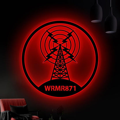 Custom Ham Radio Metal Wall Art LED Light Personalized Amateur Radio Name Sign Home Decor Radio Operator Decor Amateur Call Birthday Gift