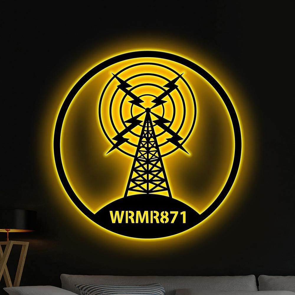 Custom Ham Radio Metal Wall Art LED Light Personalized Amateur Radio Name Sign Home Decor Radio Operator Decor Amateur Call Birthday Gift