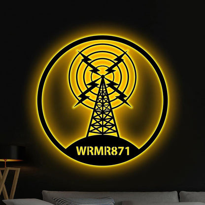 Custom Ham Radio Metal Wall Art LED Light Personalized Amateur Radio Name Sign Home Decor Radio Operator Decor Amateur Call Birthday Gift