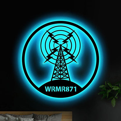 Custom Ham Radio Metal Wall Art LED Light Personalized Amateur Radio Name Sign Home Decor Radio Operator Decor Amateur Call Birthday Gift