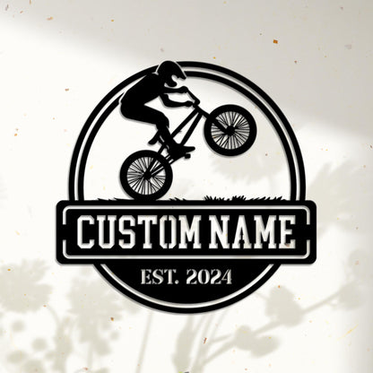 Custom BMX Bike Metal Wall Art LED Light, Personalized Road Bicycle Name Sign, Home Decor, Biker Name Sign, Biker Gift, Birthday Xmas Gift