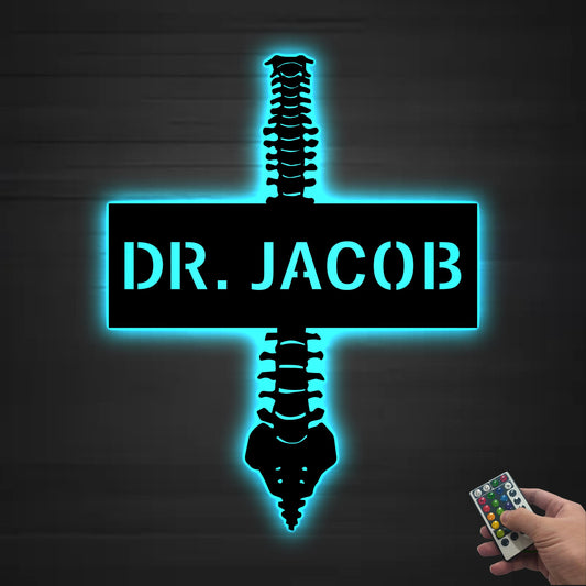 Personalized Chiropractor Metal Wall Art LED Light, Chiropractor Metal Sign, Room Decor Gift For Nurse Doctor, Chiropractic Gifts, Xmas Gift