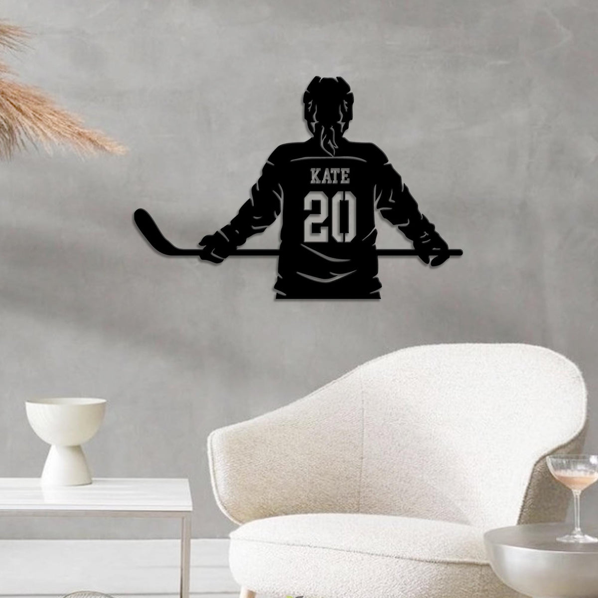 Custom Metal Girl Hockey Sign LED Light, Personalized Hockey Name & Number Hockey Metal Wall Art, Hockey Player Gifts,Gift For her,Xmas Gift