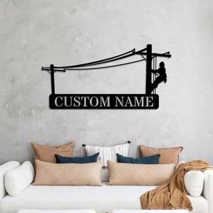 Custom Lineman Name Sign Led Light Lineman Gift Personalized Lineman Metal Wall Art Christmas Gift Birthday Gift Gift for dad Home Decor