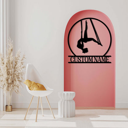 Custom Yoga Metal Sign,Aerial Yoga Metal Wall Art,Personalized Yoga Room Name Sign ,Yoga Studio Decor,Dance Room Decor,Yoga lover Gifts