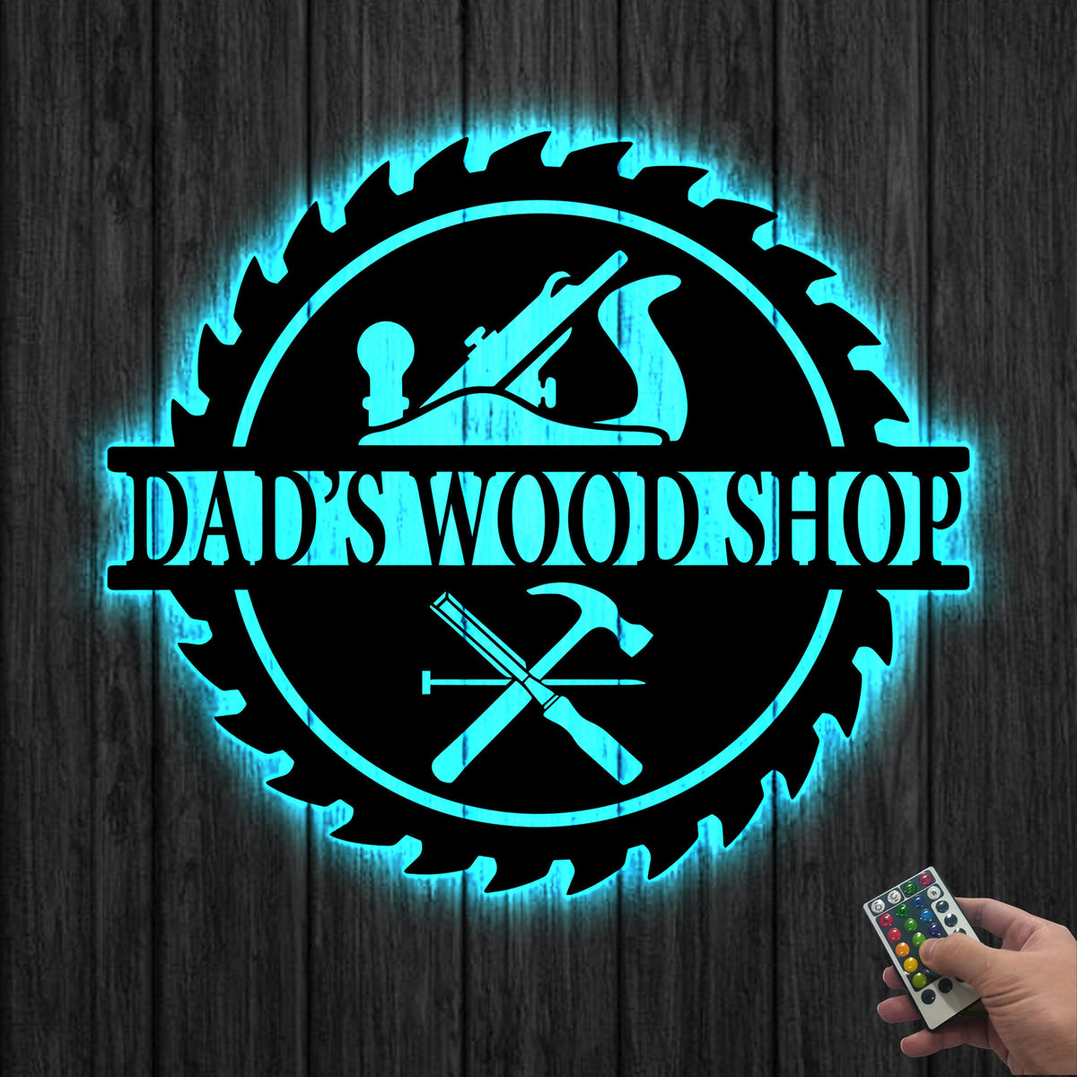 Customized Wood Saw Blade Metal Wall Art Led Light, Personalized Woodworker Name Sign Carpenter Sign, Woodshop Decor Workshop Sign Xmas Gift