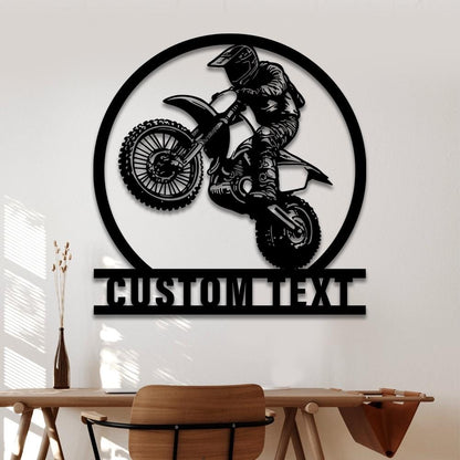 Custom Motocross Metal Sign LED Lights, Motocross Dirt Bike Wall Art, Biker Name Sign, Motorcycle Decor, Gift for Dad Motocross Lover Gift
